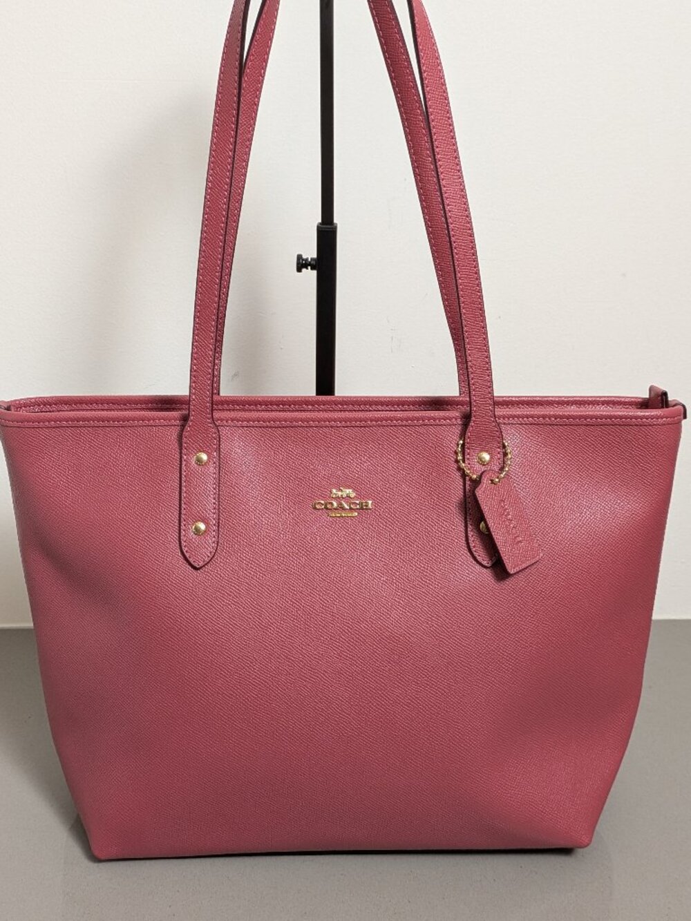 Coach Women's Dusty Mauve Pink Crossgrain Leather City Zip Tote New With Tags